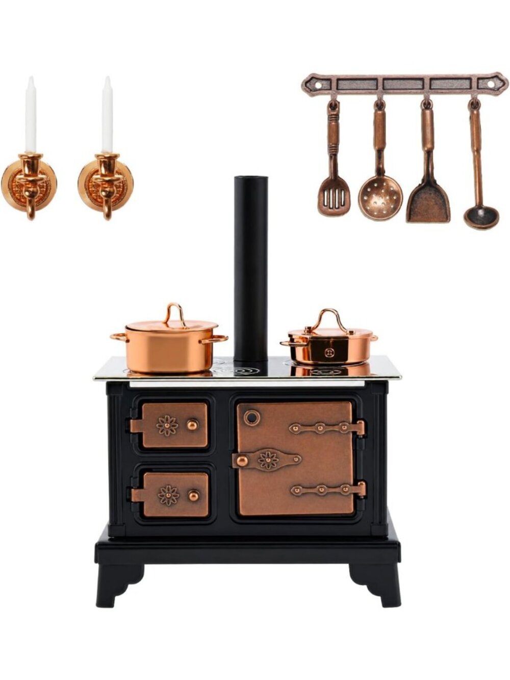 1:12 Miniature Retro Metal Stove - Vintage Dollhouse Kitchen Decor & Accessories